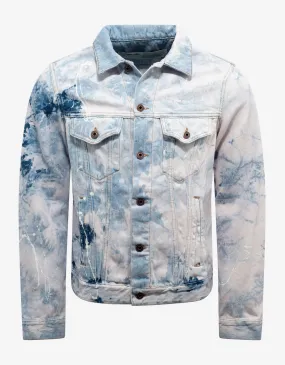 Bleach Wash Arrows Print Denim Jacket -