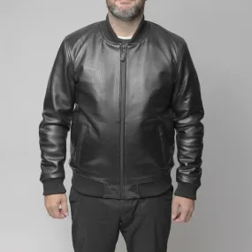 Dravis Mens Leather Bomber Jacket