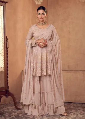 Palazzo Style Light Mauve Georgette & Chinon Salwar Suit