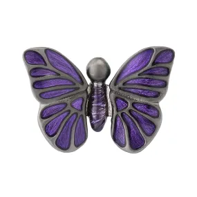 Purple Hand Painted Enamel Butterfly Sterling Silver Lapel Pin I Jan Leslie